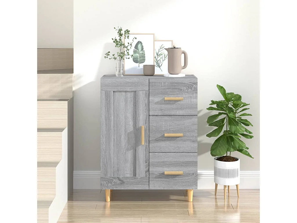 Dressoir 69,5x34x90 cm bewerkt hout grijs sonoma eikenkleurig