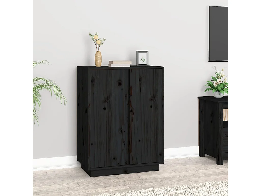 Dressoir 60x35x80 cm massief grenenhout zwart