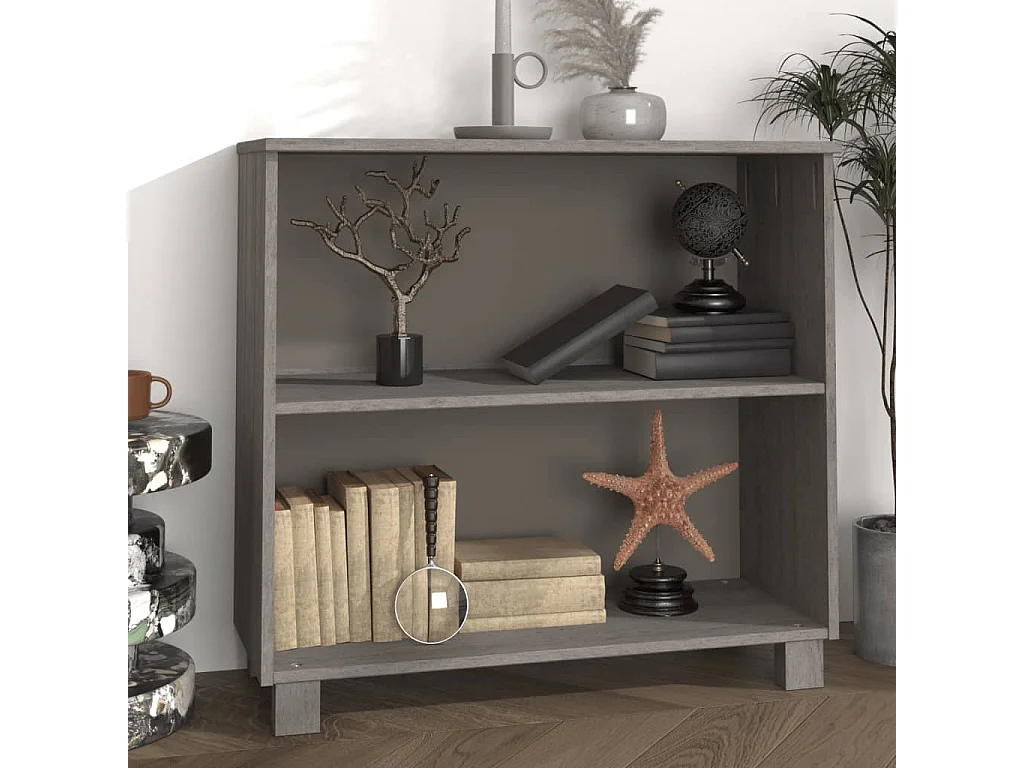 Dressoir HAMAR 85x35x80 cm massief grenenhout lichtgrijs