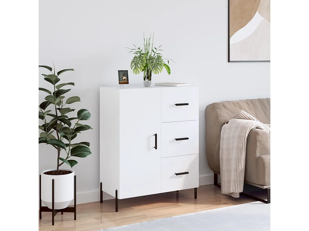 Dressoir 69,5x34x90 cm bewerkt hout hoogglans wit