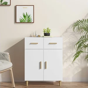 Dressoir 69,5x34x89 cm bewerkt hout wit Dressoir 69,5x34x89 cm bewerkt hout wit