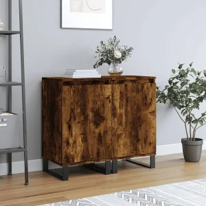 Dressoirs 2 st 40x35x70 cm bewerkt hout gerookt eikenkleurig Dressoirs 2 st 40x35x70 cm bewerkt hout gerookt eikenkleurig