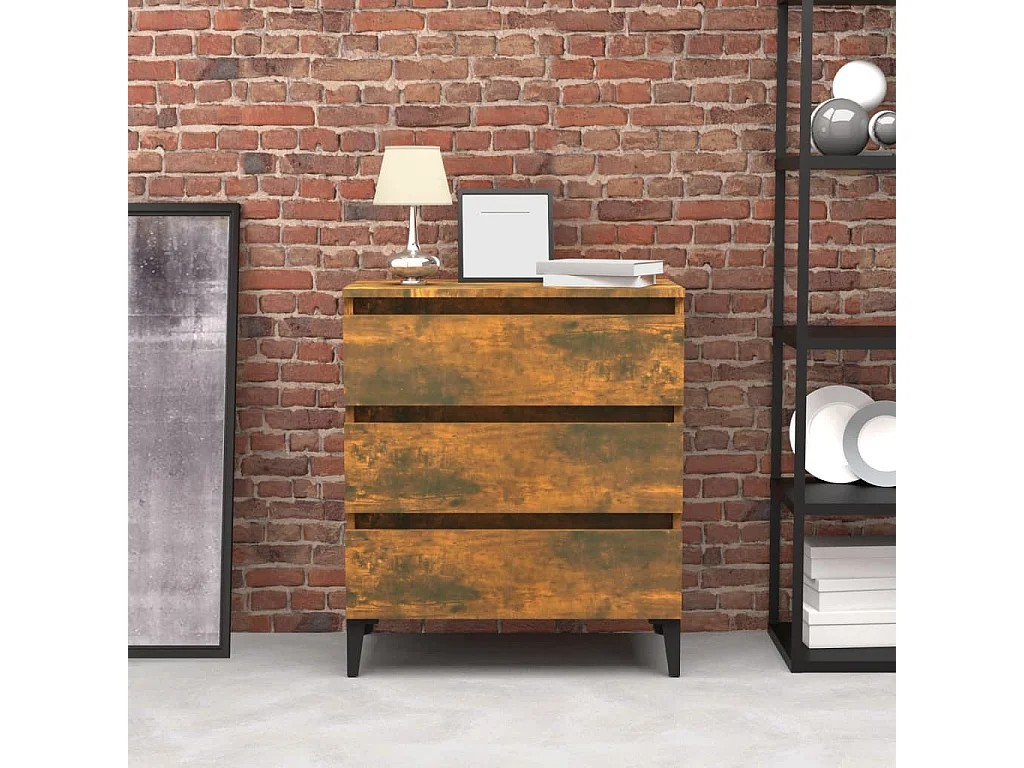 Dressoir 60x35x69 cm bewerkt hout gerookt eikenkleurig