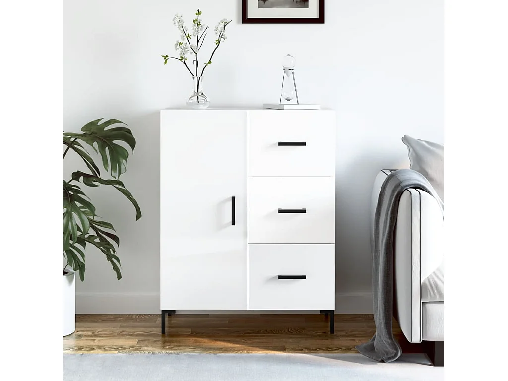 Dressoir 69,5x34x90 cm bewerkt hout hoogglans wit