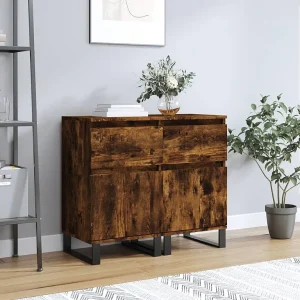 Dressoirs 2 st 40x35x70 cm bewerkt hout gerookt eikenkleurig Dressoirs 2 st 40x35x70 cm bewerkt hout gerookt eikenkleurig