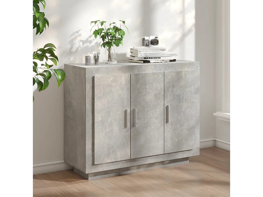 Dressoir 92x35x75 cm bewerkt hout betongrijs
