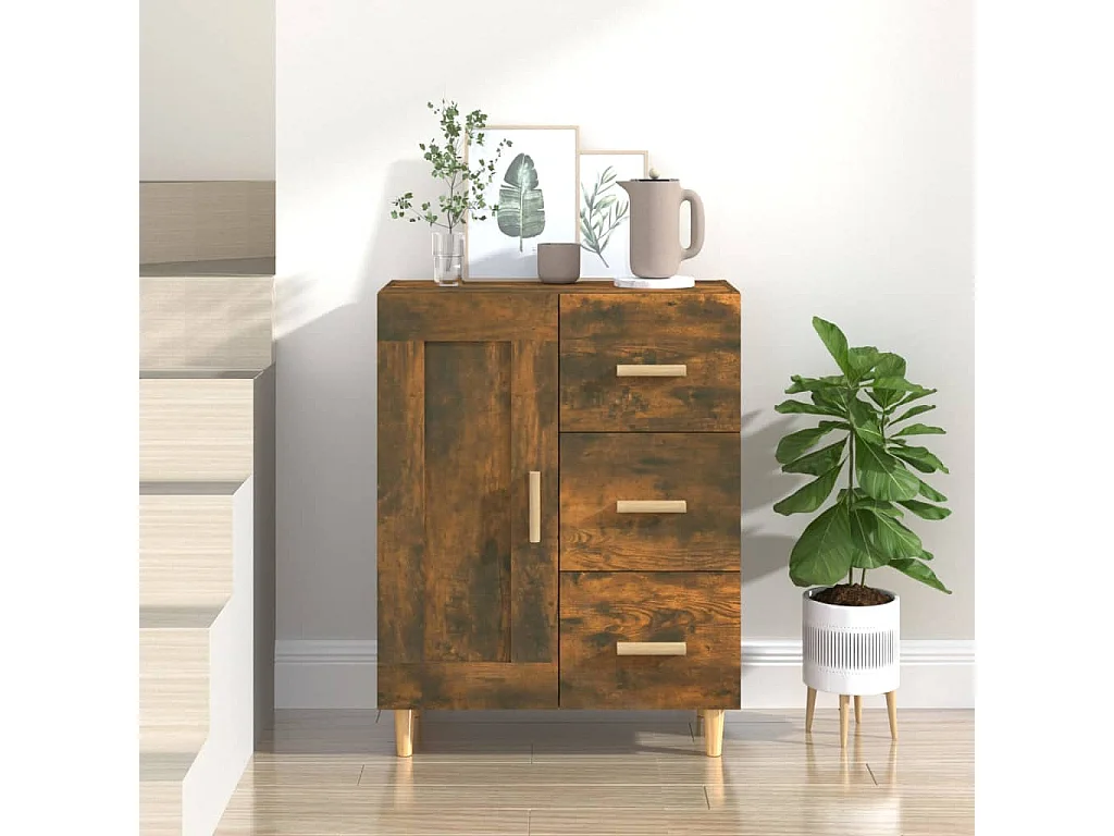 Dressoir 69,5x34x90 cm bewerkt hout gerookt eikenkleurig