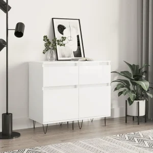Dressoirs 2 st 40x35x70 cm bewerkt hout hoogglans wit Dressoirs 2 st 40x35x70 cm bewerkt hout hoogglans wit