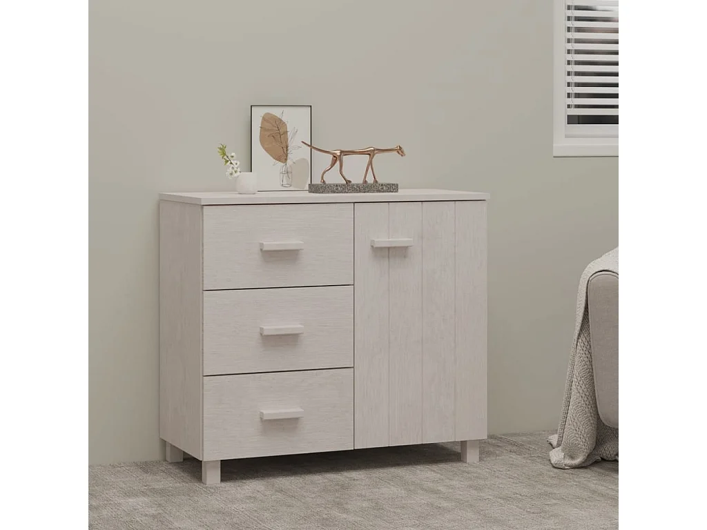 Dressoir HAMAR 90x40x80 cm massief grenenhout wit