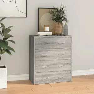 Dressoir met 4 lades 60×30,5×71 cm grijs sonoma