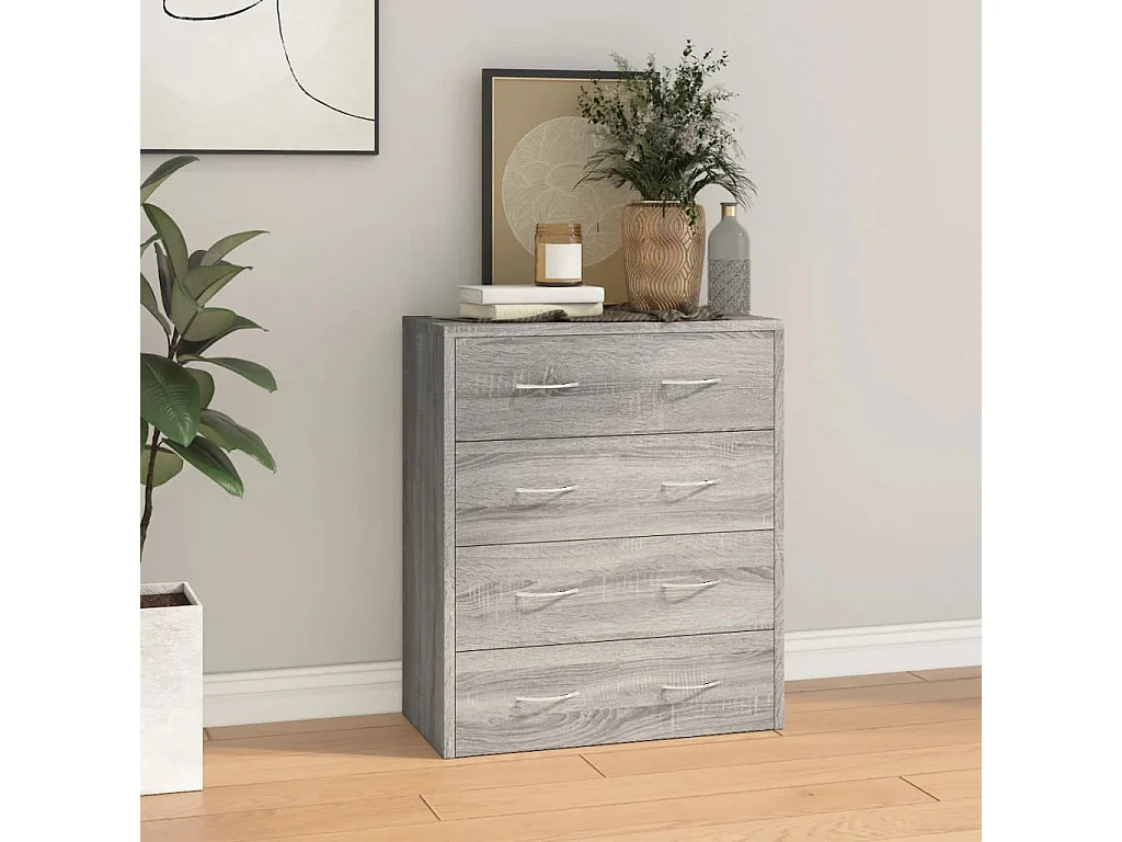 Dressoir met 4 lades 60x30,5x71 cm grijs sonoma