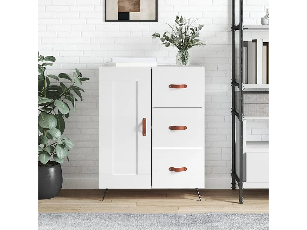 Dressoir 69,5x34x90 cm bewerkt hout hoogglans wit