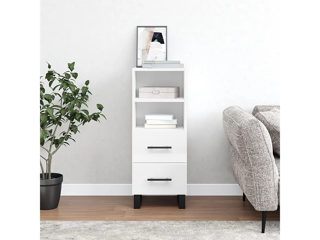 Dressoir 34,5x34x90 cm bewerkt hout hoogglans wit