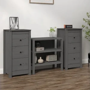 Dressoirs 2 st 40x35x80 cm massief grenenhout grijs Dressoirs 2 st 40x35x80 cm massief grenenhout grijs
