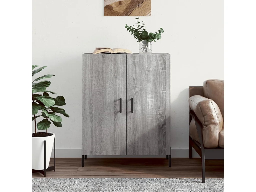 Dressoir 69,5x34x90 cm bewerkt hout grijs sonoma eikenkleurig