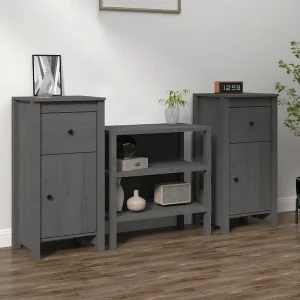 Dressoirs 2 st 40x35x80 cm massief grenenhout grijs Dressoirs 2 st 40x35x80 cm massief grenenhout grijs