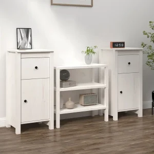 Dressoirs 2 st 40x35x80 cm massief grenenhout wit Dressoirs 2 st 40x35x80 cm massief grenenhout wit