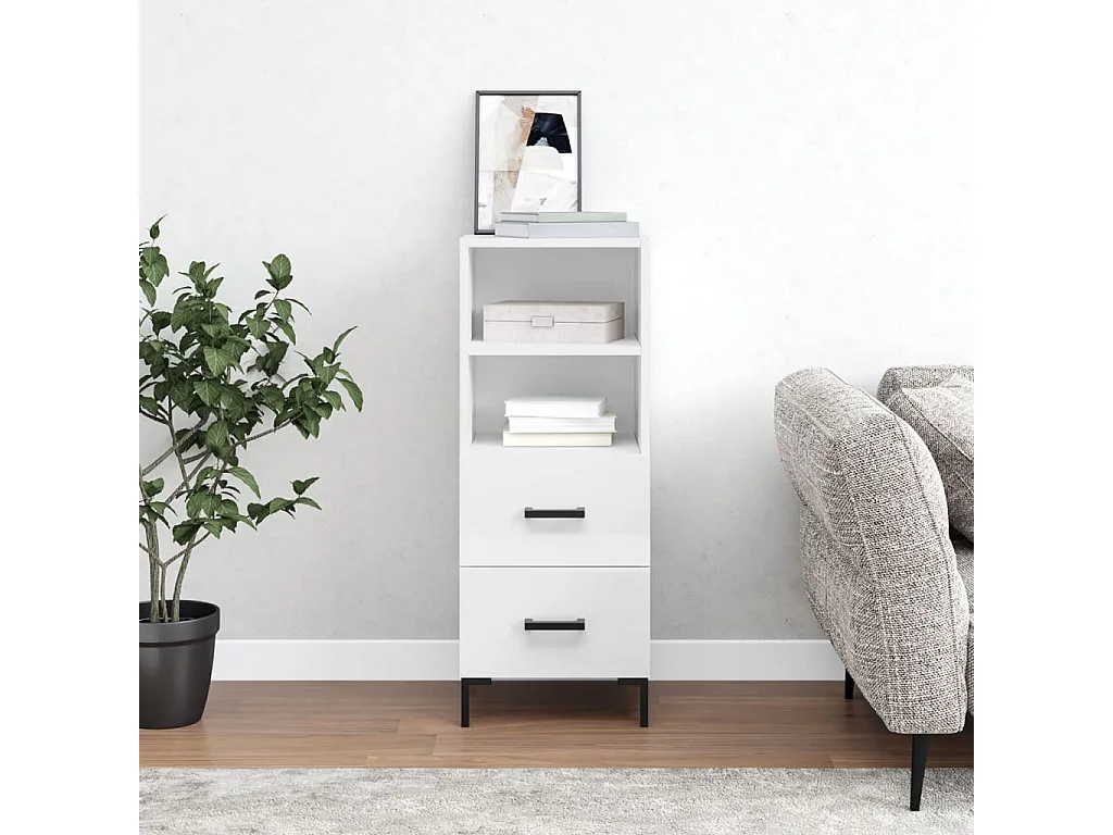 Dressoir 34,5x34x90 cm bewerkt hout hoogglans wit