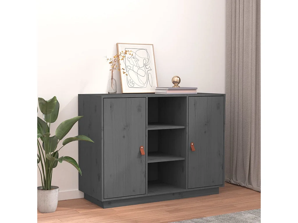 Dressoir 100x40x75 cm massief grenenhout grijs