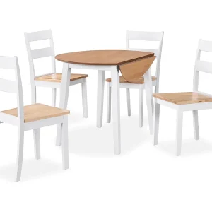 Eetkamerset MDF en rubberwood wit 5-delig Eetkamerset MDF en rubberwood wit 5-delig