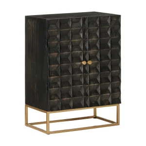 Dressoir 55x34x75 cm massief mangohout en ijzer zwart Dressoir 55x34x75 cm massief mangohout en ijzer zwart