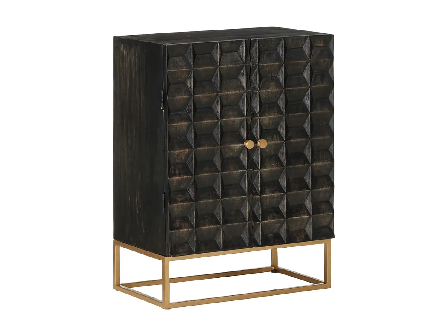 Dressoir 55x34x75 cm massief mangohout en ijzer zwart