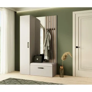 GARDEROBE Margaret II 121/203/43 met lamellen en hoge kast GARDEROBE Margaret II 121/203/43 met lamellen en hoge kast