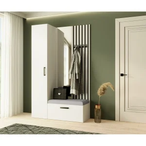 GARDEROBE Margaret II 121/203/43 met lamellen en hoge kast GARDEROBE Margaret II 121/203/43 met lamellen en hoge kast
