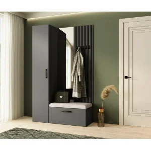 GARDEROBE Margaret II 121/203/43 met lamellen en hoge kast GARDEROBE Margaret II 121/203/43 met lamellen en hoge kast