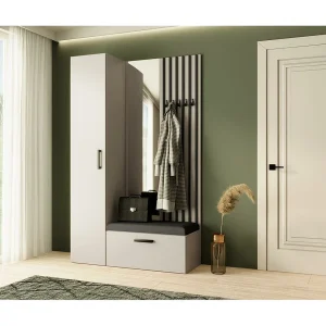 GARDEROBE Margaret II 121/203/43 met lamellen en hoge kast GARDEROBE Margaret II 121/203/43 met lamellen en hoge kast