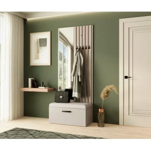GARDEROBE Margaret II 81/203/43 met lamellen en spiegel GARDEROBE Margaret II 81/203/43 met lamellen en spiegel