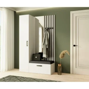 GARDEROBE Margaret II 121/203/43 met lamellen en hoge kast GARDEROBE Margaret II 121/203/43 met lamellen en hoge kast