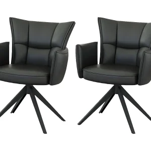 Eetkamerstoel set van 2 – leer – zwart – STRAP Eetkamerstoel set van 2 – leer – zwart – STRAP
