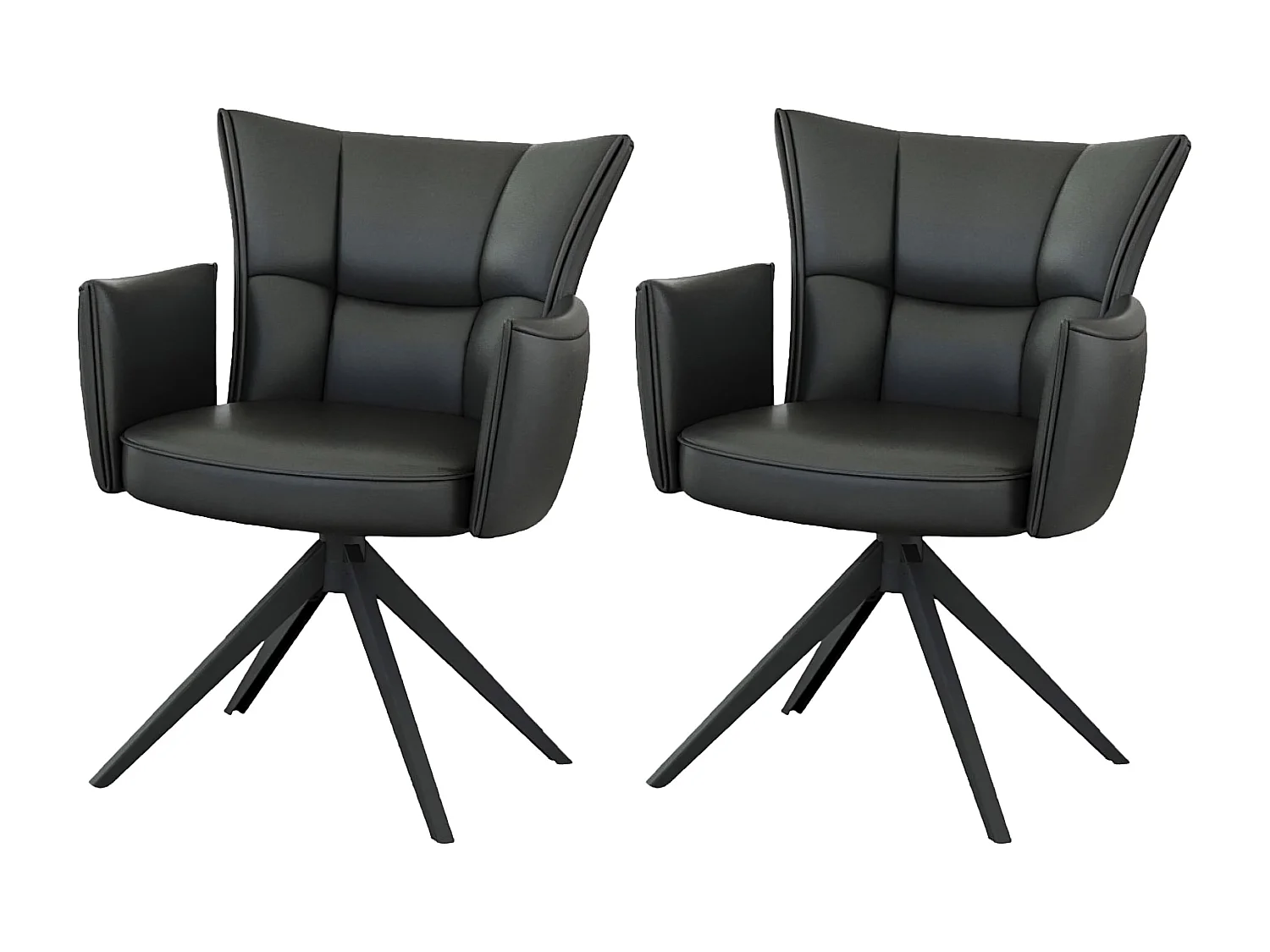 Eetkamerstoel set van 2 - leer - zwart - STRAP