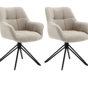 Eetkamerstoel set van 2 – stof & metaal – beige – LONDO Eetkamerstoel set van 2 – stof & metaal – beige – LONDO