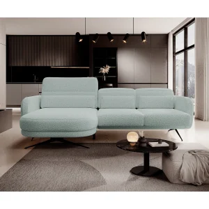 ECKSOFA BARILLO – Verstelbare rugleuning, stalen poten, 3 kussens, onafhankelijk, 261x170x97cm, linkerkant groen ECKSOFA BARILLO – Verstelbare rugleuning, stalen poten, 3 kussens, onafhankelijk, 261x170x97cm, linkerkant groen