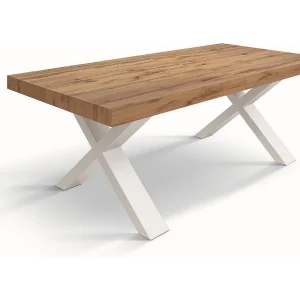 Houten tafel met eikenhouten effect, witte poten, uitschuifbaar 160×90-240×90 cm – AMALFI Houten tafel met eikenhouten effect, witte poten, uitschuifbaar 160×90-240×90 cm – AMALFI