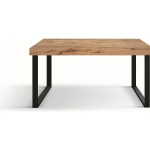 Eikenhouten tafel, antraciet onderstel, 140×90-220×90cm lang – CINQUALE Eikenhouten tafel, antraciet onderstel, 140×90-220×90cm lang – CINQUALE
