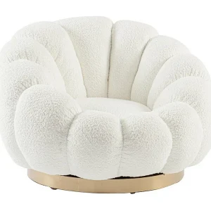 Draaifauteuil in witte bouclé stof – FLOREL Draaifauteuil in witte bouclé stof – FLOREL
