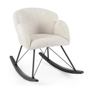 Fauteuil in stof met bouclé-effect en rubberhouten onderstel – SIBILLA Fauteuil in stof met bouclé-effect en rubberhouten onderstel – SIBILLA