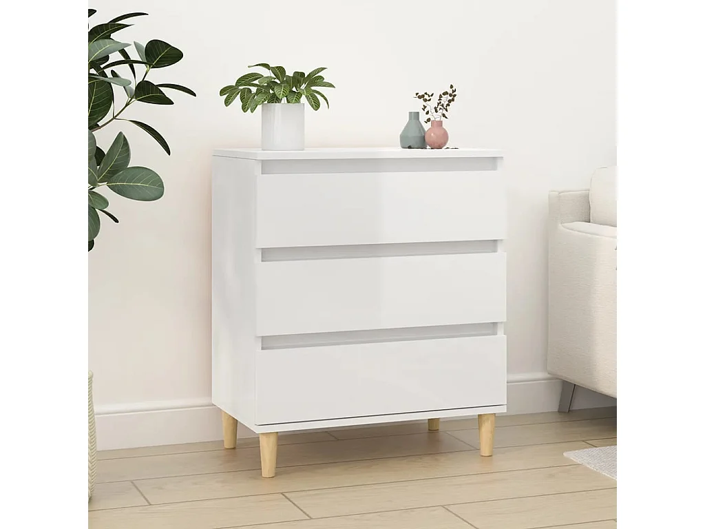 Dressoir 60x35x70 cm bewerkt hout hoogglans wit