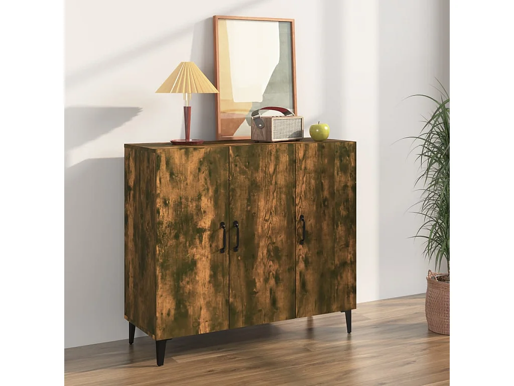 Dressoir 90x34x80 cm bewerkt hout gerookt eikenkleurig