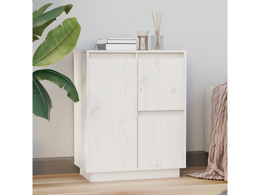 Dressoir 60x34x75 cm massief grenenhout wit