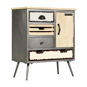 Dressoir 65x33x76 cm massief mangohout en staal Dressoir 65x33x76 cm massief mangohout en staal