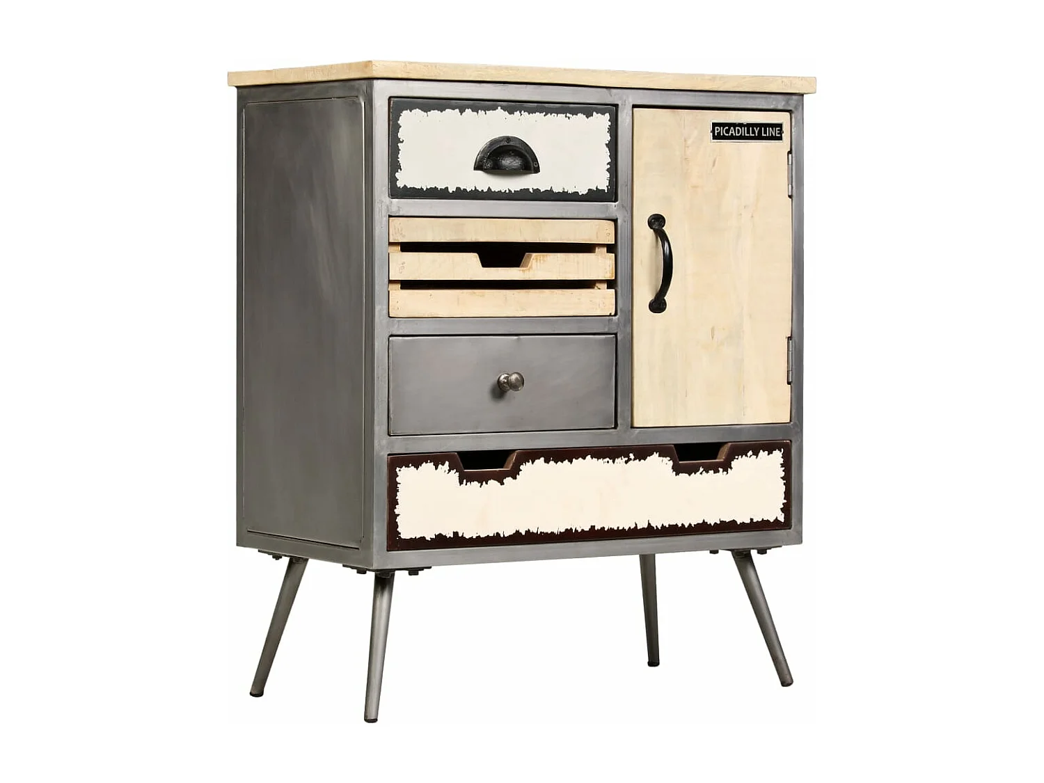 Dressoir 65x33x76 cm massief mangohout en staal