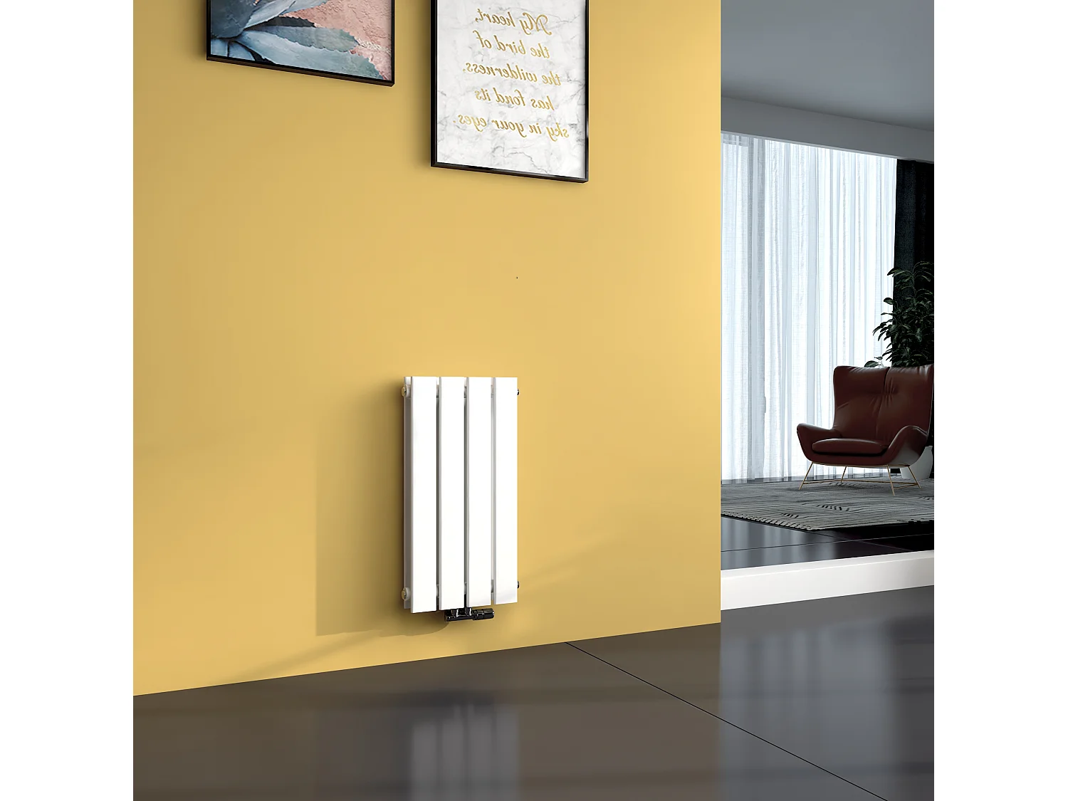 EMKE Radiator - Dubbel-Laags Plat - Glanzend Wit - 60x30 cm - 327 W - Kolomradiator Vertical - Verwarming voor Alle Ruimtes