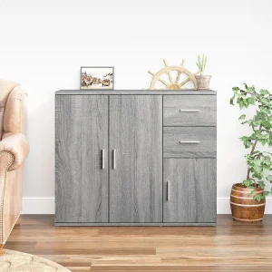 Dressoir 91×29,5×75 cm bewerkt hout grijs sonoma eikenkleurig Dressoir 91×29,5×75 cm bewerkt hout grijs sonoma eikenkleurig