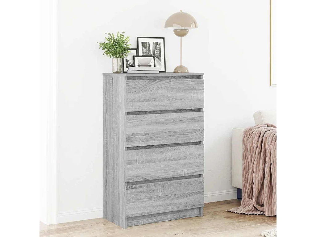 Dressoir 60x35x98,5 cm bewerkt hout grijs sonoma eikenkleurig