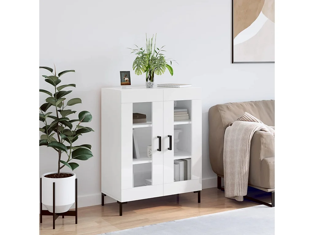 Dressoir 69,5x34x90 cm bewerkt hout hoogglans wit