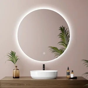 EMKE Ronde LED Badkamerspiegel 60 cm – Frameloos, Achtergrondverlichting, Touch Schakelaar, Koud Wit Licht EMKE Ronde LED Badkamerspiegel 60 cm – Frameloos, Achtergrondverlichting, Touch Schakelaar, Koud Wit Licht